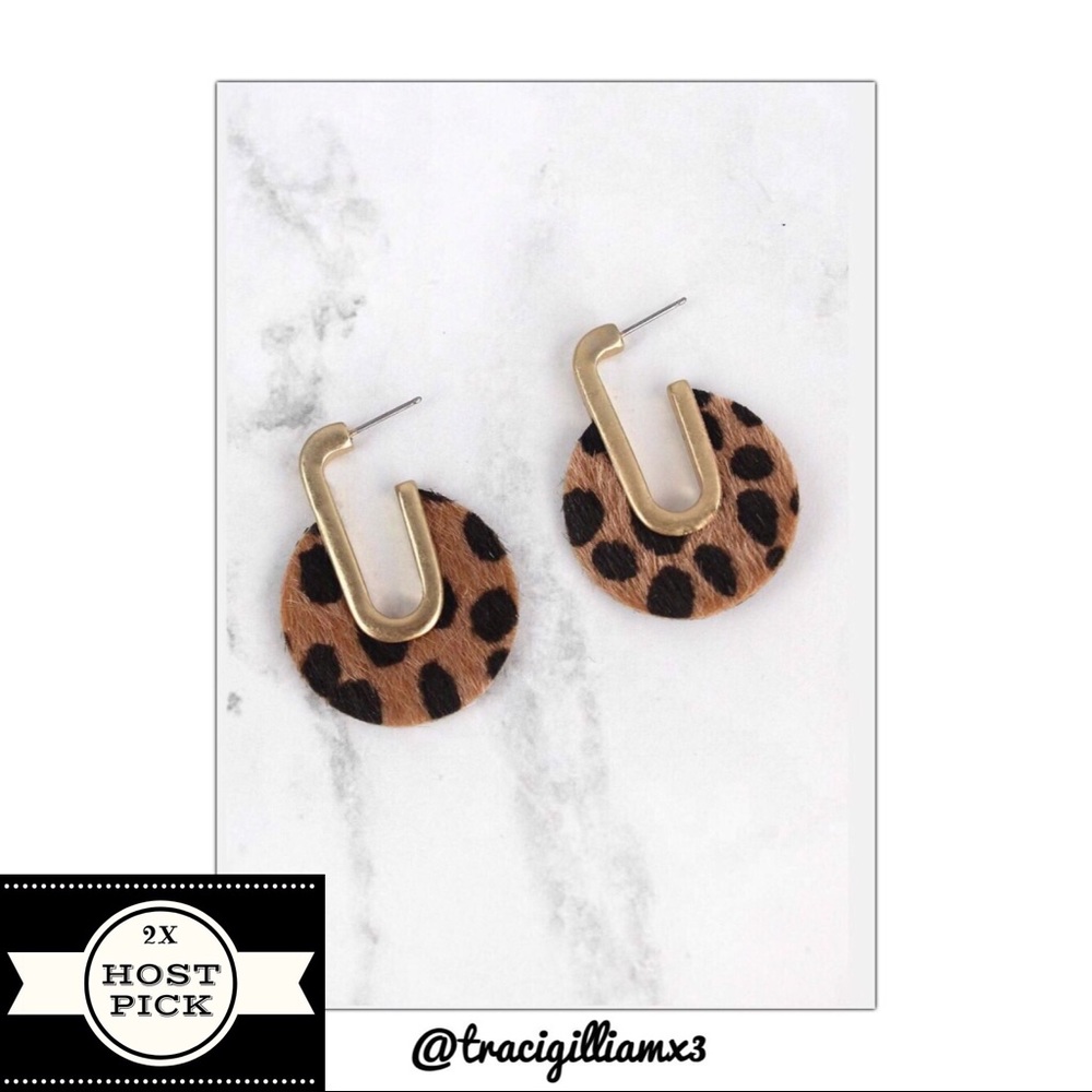 Leopard Geo Disc Post Earrings